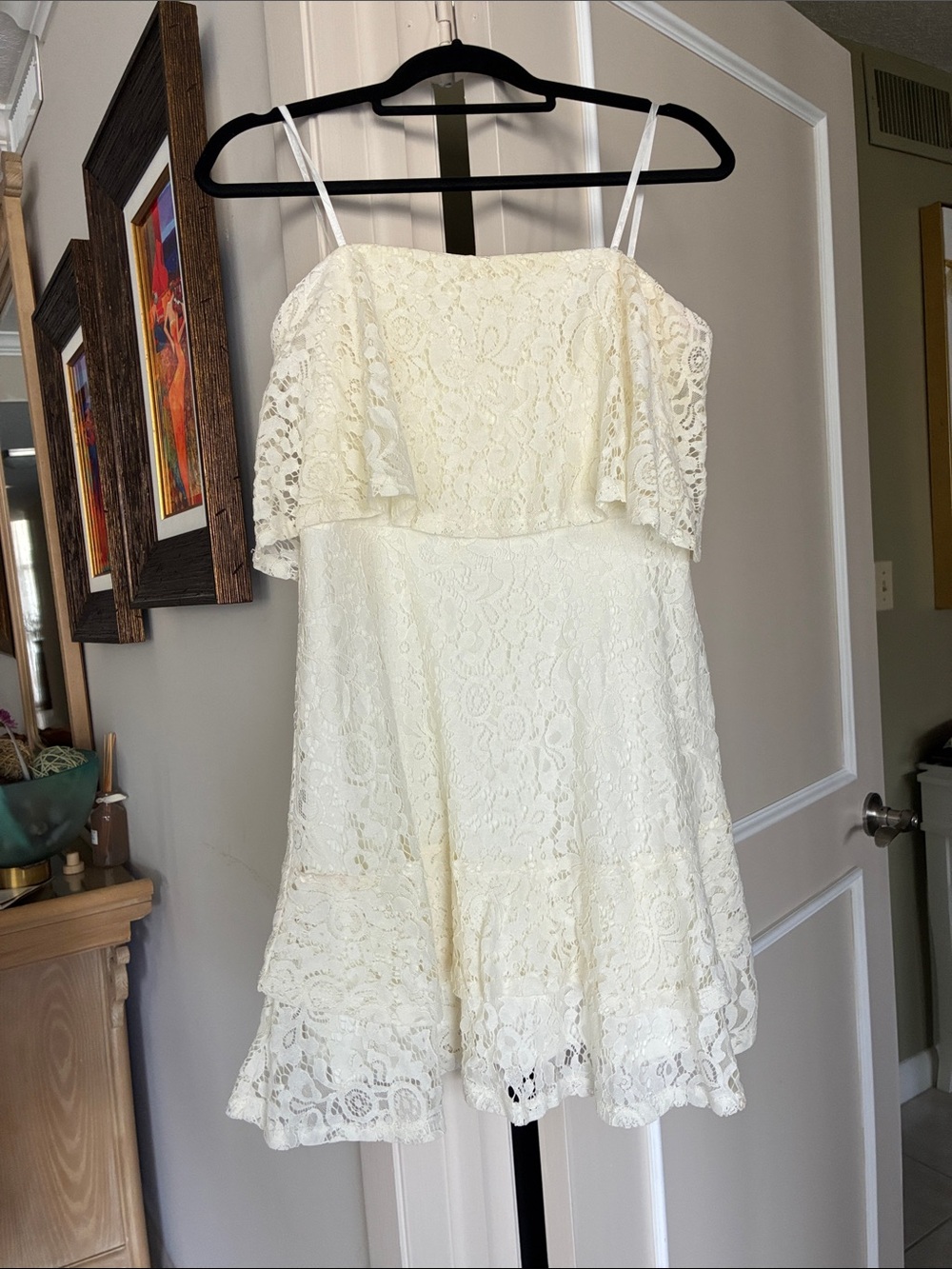 City Studio White Lace-Trim strapless Dress
